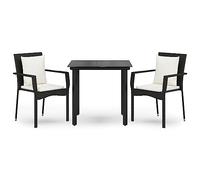 Solivagant Set da Pranzo da Giardino 3 pz con Cuscini Nero in Polyrattan,Nero,27.74kg