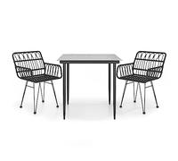 Solivagant Set da Pranzo da Giardino 3 pz Nero in Polyrattan,Nero,26.15kg