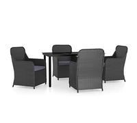 Solivagant Set da Pranzo da Giardino 5 pz con Cuscini Nero,Nero,66kg