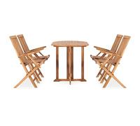 Solivagant Set da Pranzo da Giardino 5 pz Pieghevole in Massello di Teak,Marrone,46.86kg
