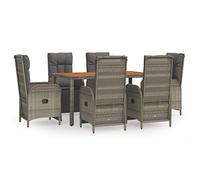 Solivagant Set da Pranzo da Giardino 7 pz con Cuscini in Polyrattan Grigio,Grigio,86kg