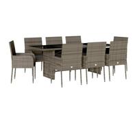 Solivagant Set da Pranzo da Giardino 9 pz con Cuscini in Polyrattan Grigio,Grigio,70.4kg