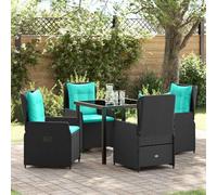 Solivagant Set da Pranzo per Giardino 5 PCS Nero Poly Rattan,Nero,58.8,kg