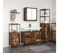 Solivagant Set di mobili per Il Bagno 3 PCS Rovere Affumicato e Nero,Marrone,60.2,kg