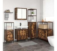 Solivagant Set di mobili per Il Bagno 5 PCS Rovere Affumicato e Nero,Marrone,88.2,kg