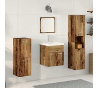 Solivagant Set di mobili per Il Bagno con Porta 4 PCS Legno Vecchio,Marrone,52.95,kg