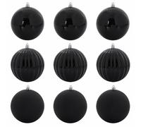 Solivagant Set di Palline di Natale XL 9 PCS Nero Plastica,Nero,0.3kg