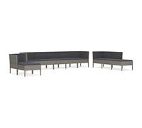 Solivagant Set Divani da Giardino 10 pz con Cuscini in Polyrattan Grigio,Grigio,70kg-3056976