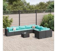 Solivagant Set Divani da Giardino 10pz con Cuscini in Polyrattan Nero,Nero,70.15,kg