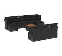 Solivagant Set Divani da Giardino 11 pz con Cuscini in Polyrattan Nero,Nero,86.2kg