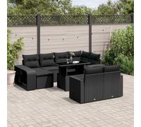 Solivagant Set Divani da Giardino 11 pz con Cuscini in Polyrattan Nero,Nero,86.8,kg