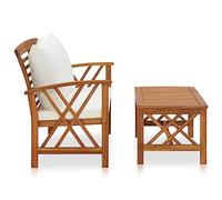 Solivagant Set Divani da Giardino 2 pz con Cuscini in Massello di Acacia,Bianco,23kg