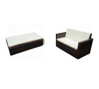 Solivagant Set Divani da Giardino 2 pz con Cuscini in Polyrattan Marrone,Marrone,23.45kg