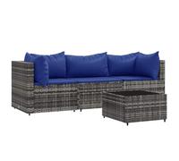 Solivagant Set Divani da Giardino 4 pz con Cuscini in Polyrattan Grigio,Grigio,27.45kg