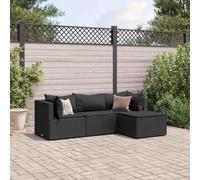 Solivagant Set Divani da Giardino 4 pz con Cuscini Nero in Polyrattan,Nero,27.05,kg