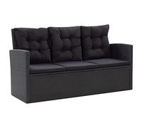 Solivagant Set Divani da Giardino 6 pz con Cuscini in Polyrattan Nero,Nero,70.8kg