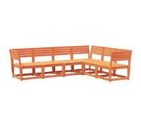 Solivagant Set Divani da Giardino 6 pz Marrone Cera Legno Massello Pino,Marrone,70.56kg