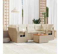 Solivagant Set Divani da Giardino 7 pz con Cuscini Beige in Polyrattan,Beige,64,kg-3256793