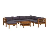 Solivagant Set Divani da Giardino 8 pz con Cuscini in Massello di Acacia,Grigio,86.5kg