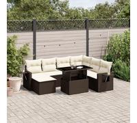 Solivagant Set Divani da Giardino 8 pz con Cuscini Marrone in Polyrattan,Marrone,70.5,kg-3268073