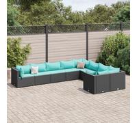 Solivagant Set Divani da Giardino 9 pz con Cuscini Nero in Polyrattan,Nero,64.95,kg-3308316