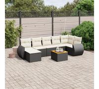 Solivagant Set Divani da Giardino con Cuscini 8 pz Nero in Polyrattan,Nero,66,kg-3257442