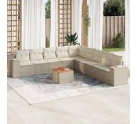 Solivagant Set Divano da Giardino 10 pz con Cuscini Beige in Polyrattan,Beige,86.8,kg