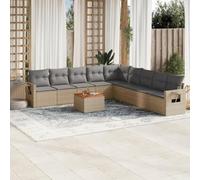 Solivagant Set Divano da Giardino 10 pz con Cuscini Beige Misto Polyrattan,Beige,86,kg