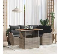 Solivagant Set Divano da Giardino 5 PCS Grigio Poly Rattan,Grigio,51.8,kg
