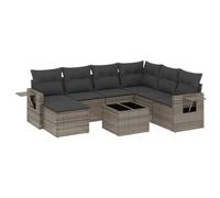 Solivagant Set Divano da Giardino 8 pz con Cuscini Grigio in Polyrattan,Grigio,64.2kg-3220509