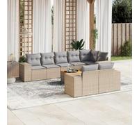 Solivagant Set Divano da Giardino 9 pz con Cuscini Beige in Polyrattan,Beige,86.8,kg-3257865