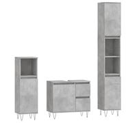Solivagant Set Mobili da Bagno 3 pz Grigio Cemento in Legno Multistrato,Grigio,57.86kg
