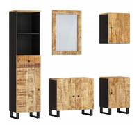 Solivagant Set Mobili da Bagno 5 pz in Legno Massello di Mango,Marrone,70.96kg