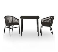 Solivagant Set Mobili da Pranzo per Giardino 3 pz Nero,Nero,26.86kg
