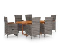 Solivagant Set Mobili da Pranzo per Giardino 7 pz in Polyrattan Grigio,Grigio,86.2kg