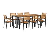 Solivagant Set Pranzo da Giardino 9 pz Legno Massello di Acacia e Metallo,Marrone,86.8kg