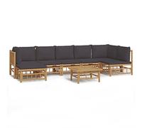 Solivagant Set Salotto da Giardino 8pz con Cuscini Grigio Scuro bambù,Marrone,64.7kg