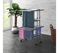 Solivagant Stendibiancheria a 2 Livelli con Ruote Argento 60x70x106 cm,Argento,3,kg