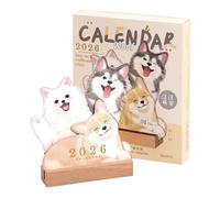 Sollee Calendario Da Scrivania - Calendario 2026 Per Uffici A Tema Animali Domestici,Base in Legno con Design Cuccioli e Gattini per Ufficio Casa Scuola Organizzazione Giornaliera Date