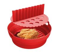 Sollee Cestello in Silicone per Friggitrice ad Aria,21,5 cm Tappetino Rotondo Resistente al Calore,Con Divisori Antiaderente Rotondo Rivestimento In Silicone Per Friggitrice Ad Aria | Per Cucina Forno