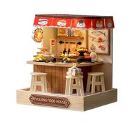 Sollee Kit Casa Delle Bambole,Arredamento Casa Miniature Con Luce - Kit Costruzione delle Bambole Artigianale,Per Soggiorno Camera Da Tavolo Cucina Ufficio Bar Interno Natale Compleanno Vacanza