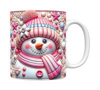 Sollee Tazze da Caffè Natalizie - Tazze in Ceramica per Caffè Invernali - 35cl con Design Pupazzo di Neve per Bevande Cucina Festive