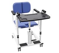 Sollevamento idraulico per pazienti a casa, regolabile in altezza, seduta divisa a 180°, sedia a rotelle portatile per malati, anziani, disabili, donne incinte, blu