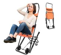 Sollevamento per scale portatile, sedia per anziani con cinture di sicurezza, sedia a rotelle da viaggio regolabile, trasporto manuale, anziani e disabili, Si può solo scendere le scale (arancione)