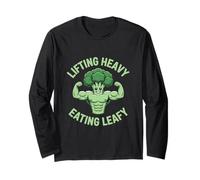 Sollevamento Pesante Mangiare Frondoso Vegetariano Vegano Bodybuilder Maglia a Manica
