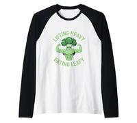 Sollevamento Pesante Mangiare Frondoso Vegetariano Vegano Bodybuilder Maglia con Maniche Raglan