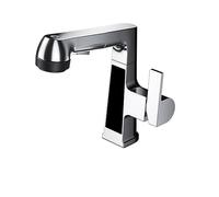 Sollevamento Rotante e Rotazione della Cucina e Tira per Il lavandino Digitale Rubinetto Freddo e Doppio Controllo a Doppio Controllo di Quarta Marcia Uscita dell'Acqua (Argento)