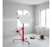 Sollevatore a secco, sollevatore a piastre fino a max. 68 kg, altezza 140-350 cm, inclinazione di 60 gradi, con 3 ruote dei freni, dispositivo di sollevamento per soffitti e pareti, rosso, HD26041501