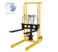 Sollevatore Idraulico Per Materiali Argano Manuale Impilatore, Ruote Girevoli Piattaforma In Acciaio Rimovibile Per Edilizia, Magazzinaggio(Flatbed and Forklift,Straight)