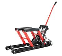 Sollevatore idraulico per moto, 680 kg, capacità di carico, altezza di sollevamento: 4,53 - 14,37 pollici, con 3 perni di sicurezza e rotelle, per garage, officina